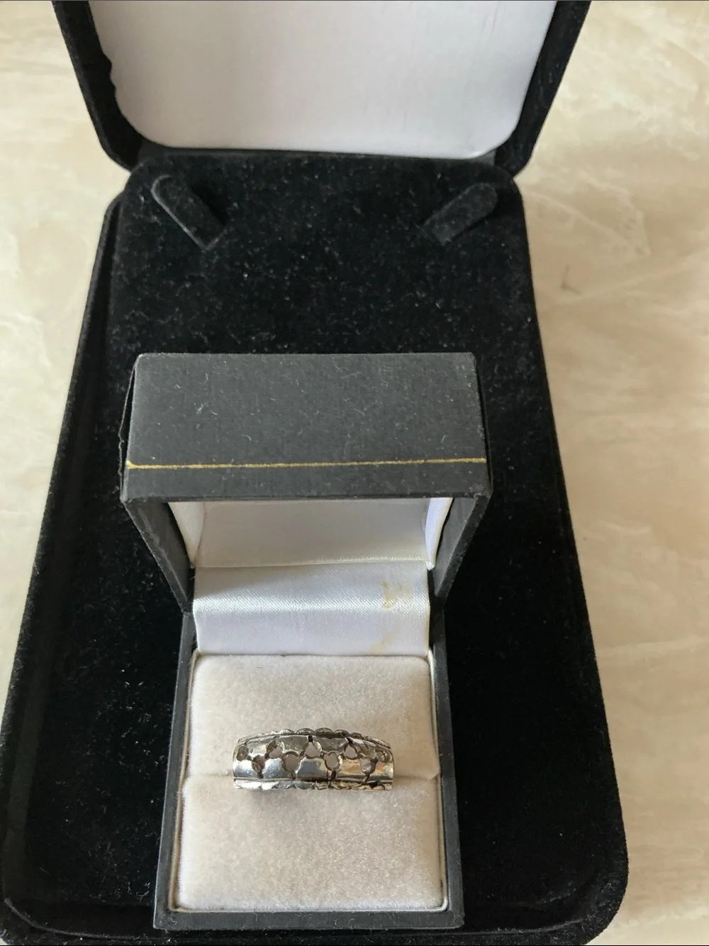 Sterling Silver Floral Band Ring - Silver